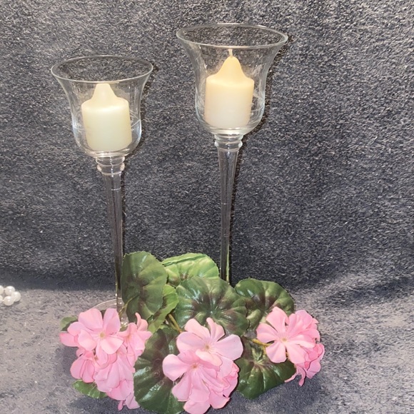 Other - Two EUC Etched Glass Candle Holders